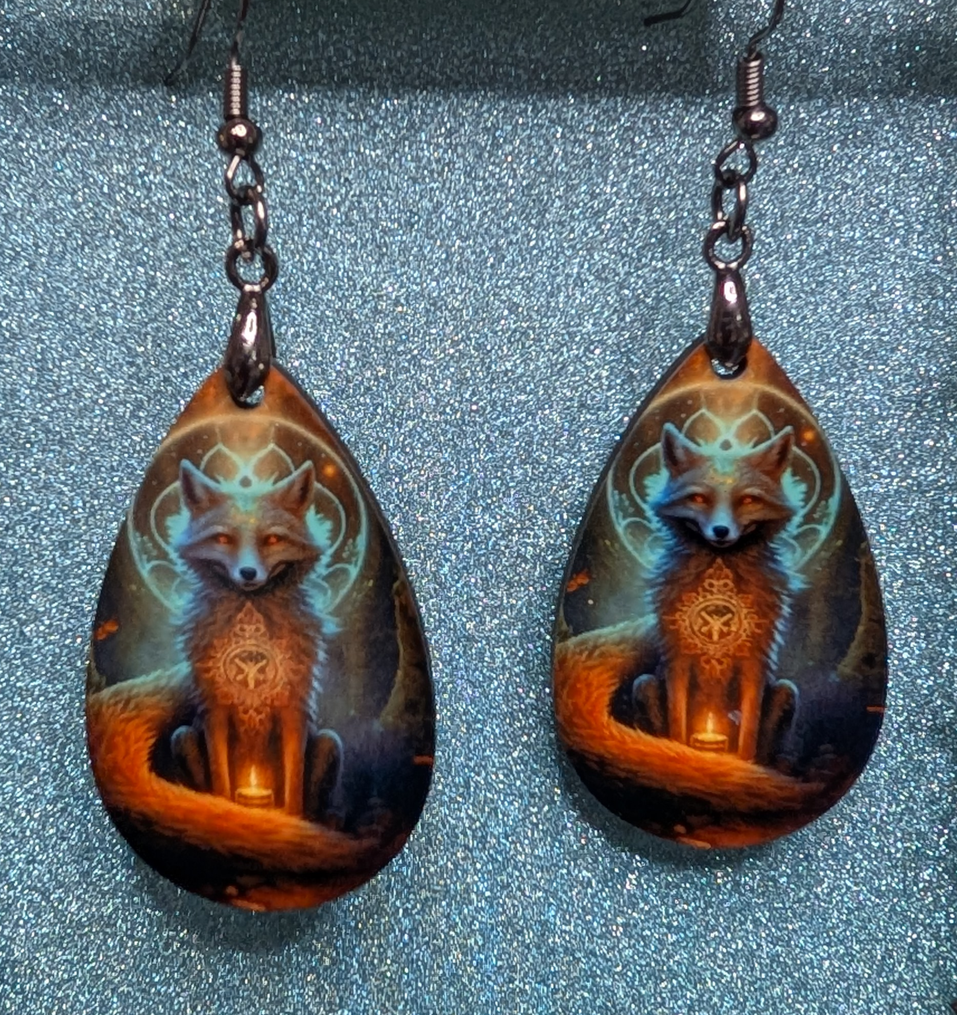 Mystical Fox Art Earrings