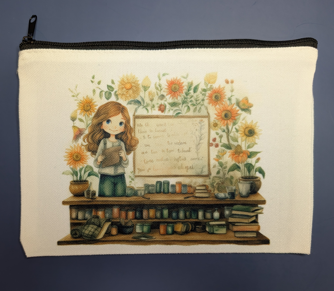 Floral Book Lover Canvas Pouch