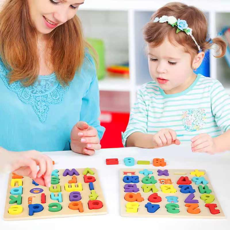 Montessori Early Educational Wooden Children 3D Alphabets