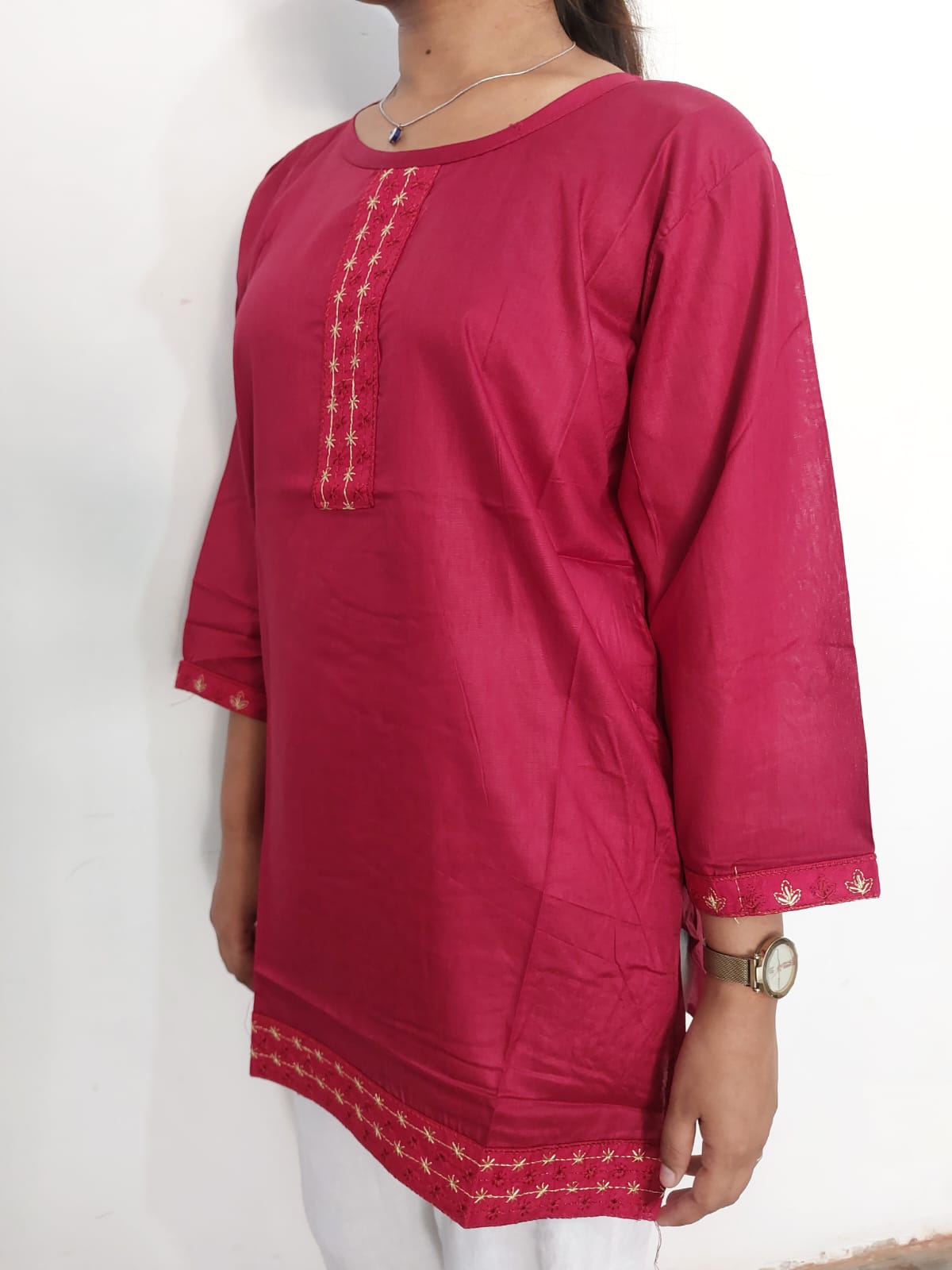 Maharathi women red embroidered pure cotton top 