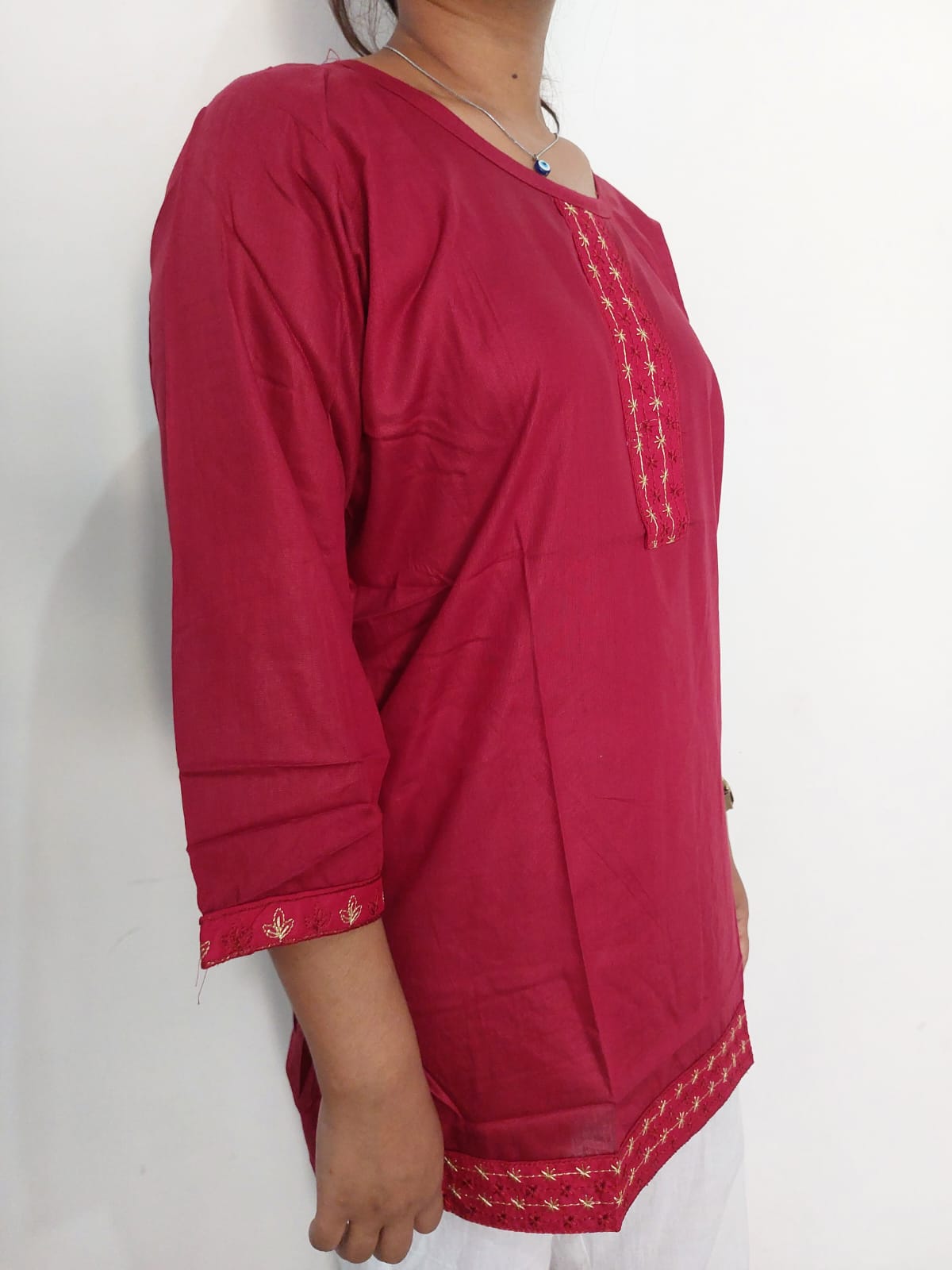 Maharathi women red embroidered pure cotton top 