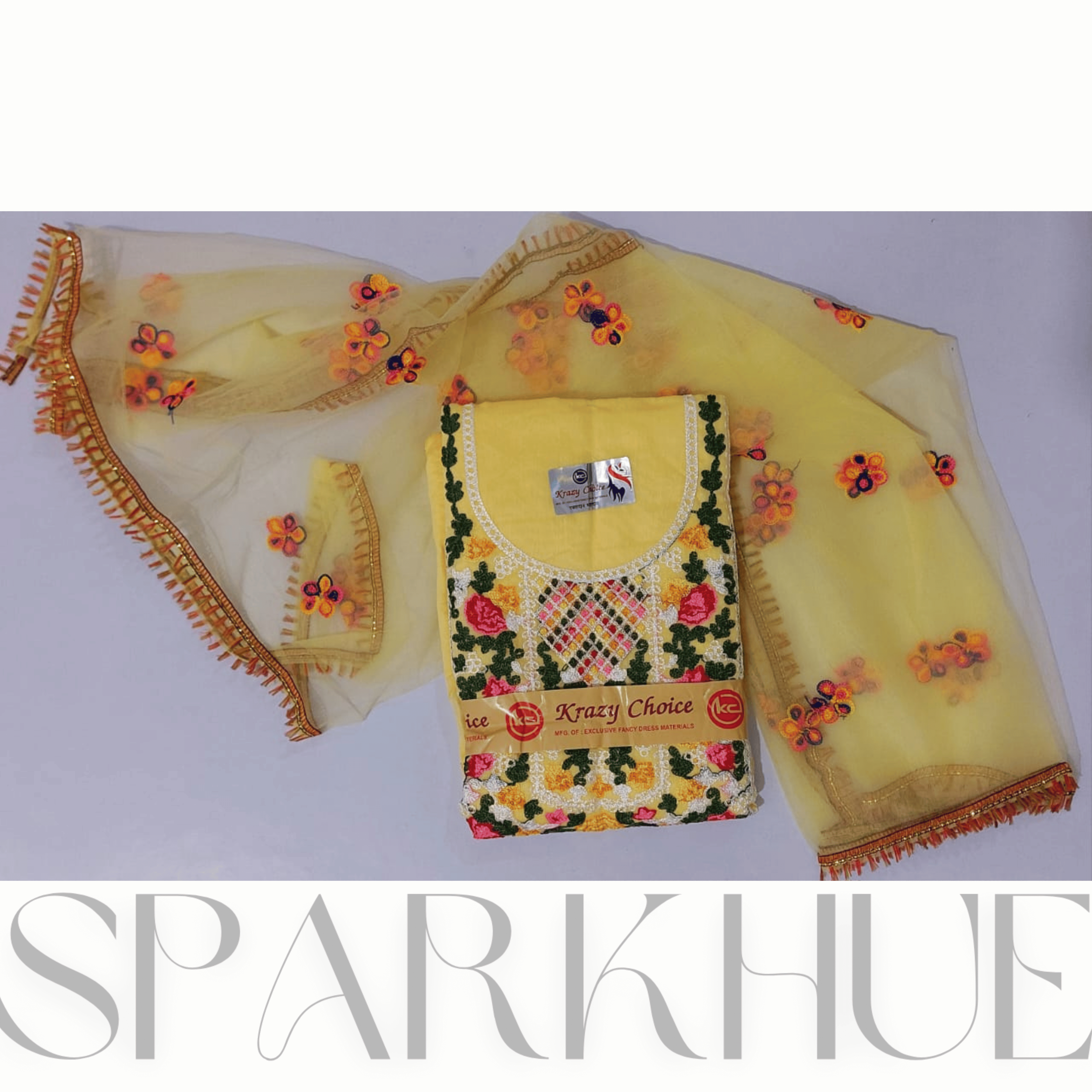  Unstitched emboridered pattern cotton kurta set