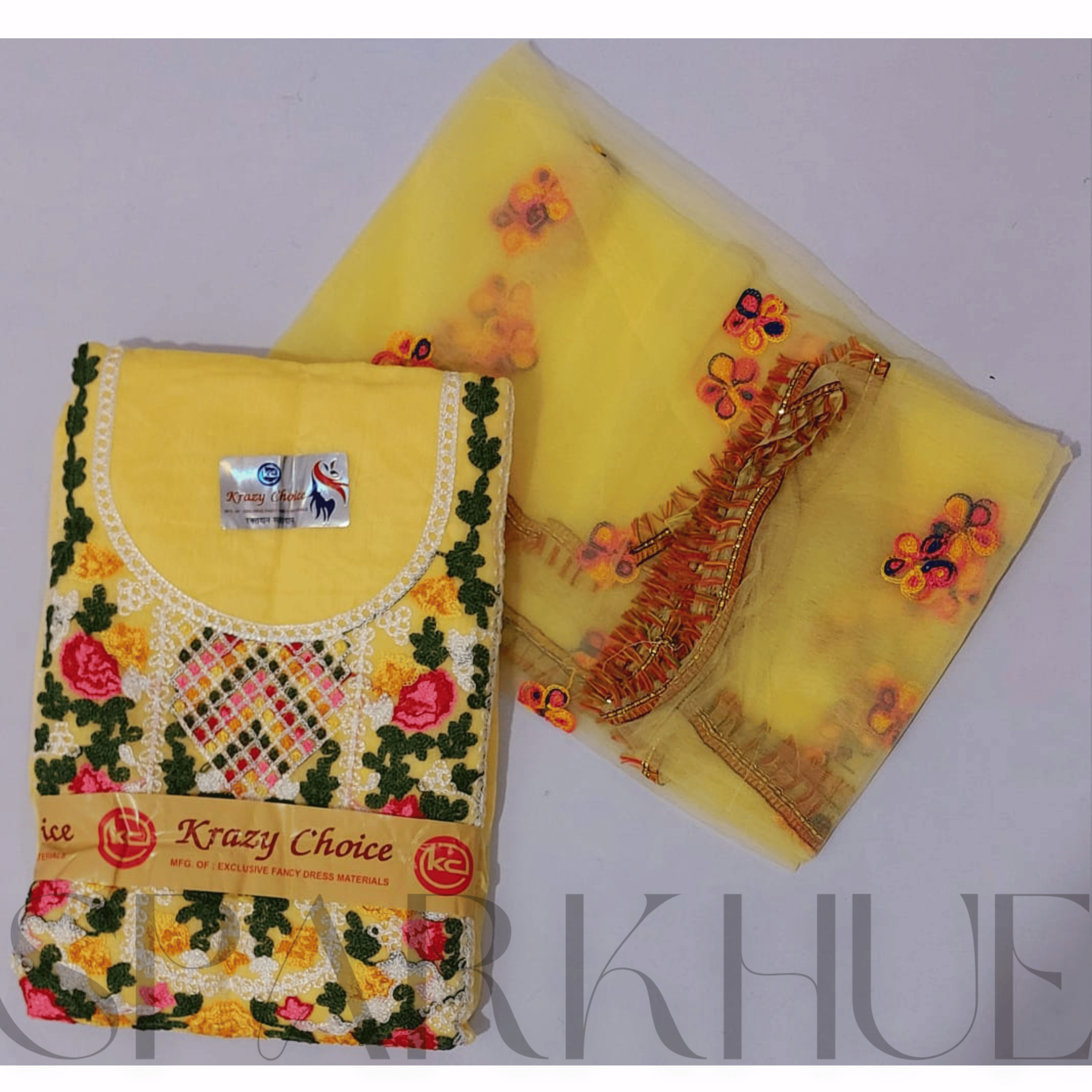  Unstitched emboridered pattern cotton kurta set