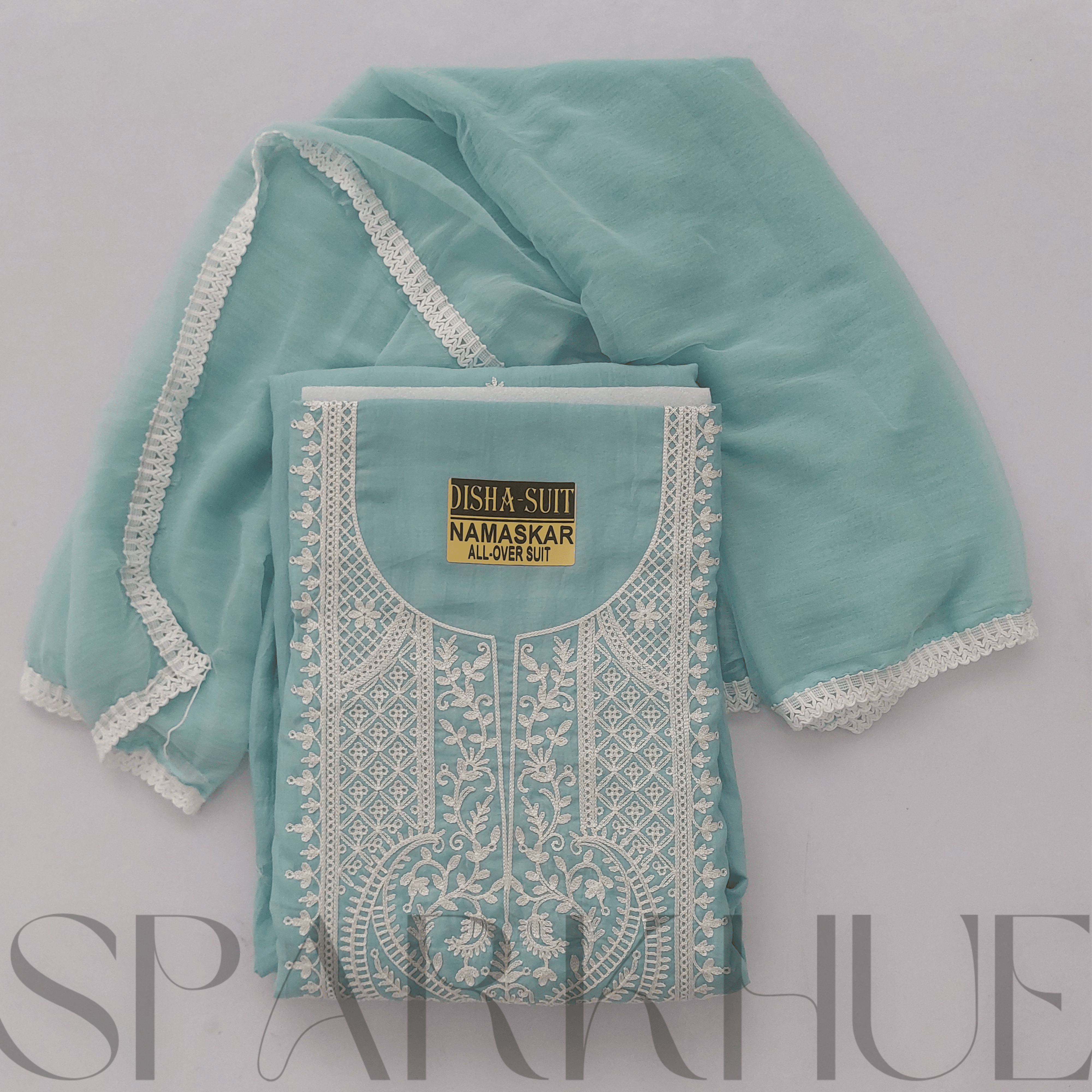 Unstitched designer embroidered suits