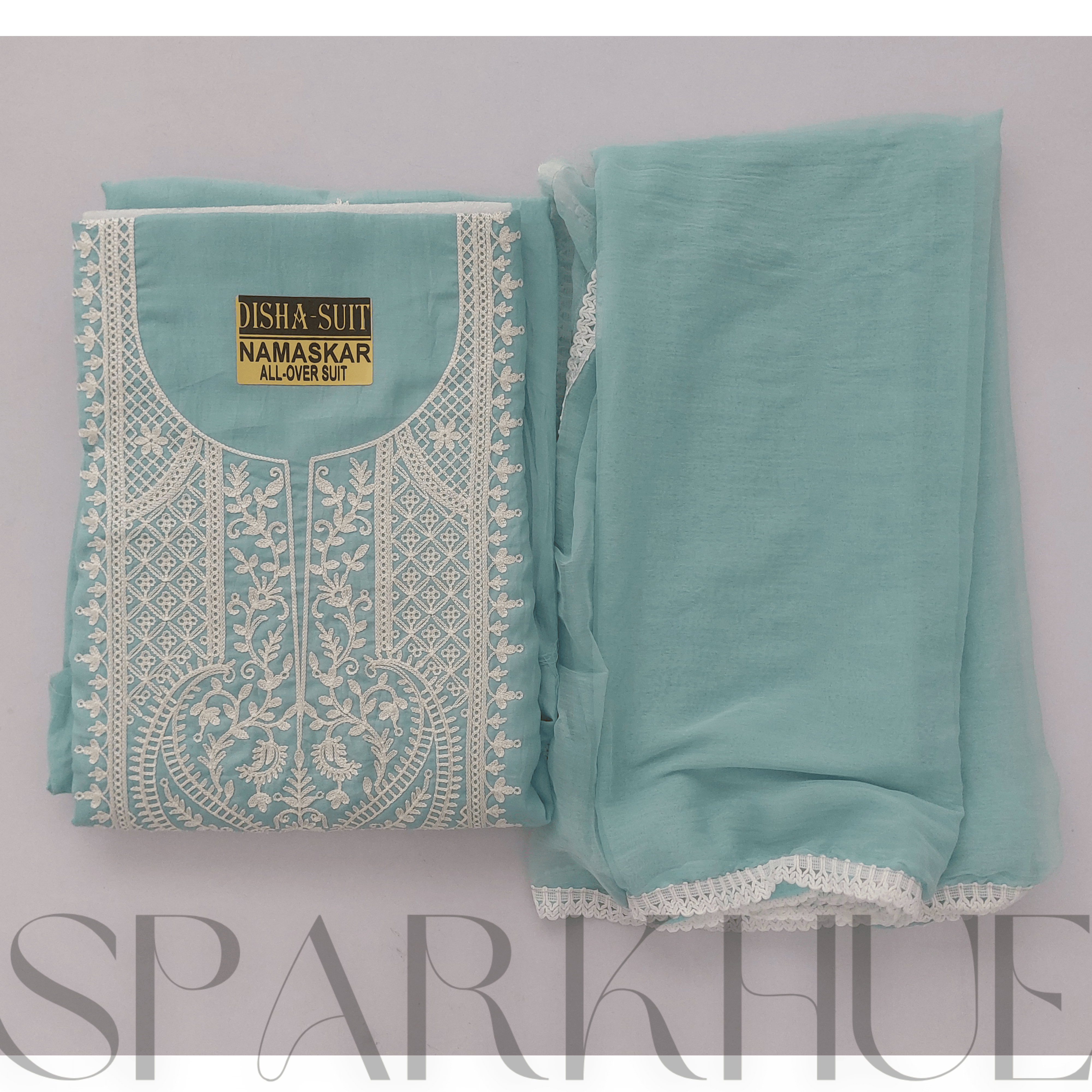 Unstitched designer embroidered suits