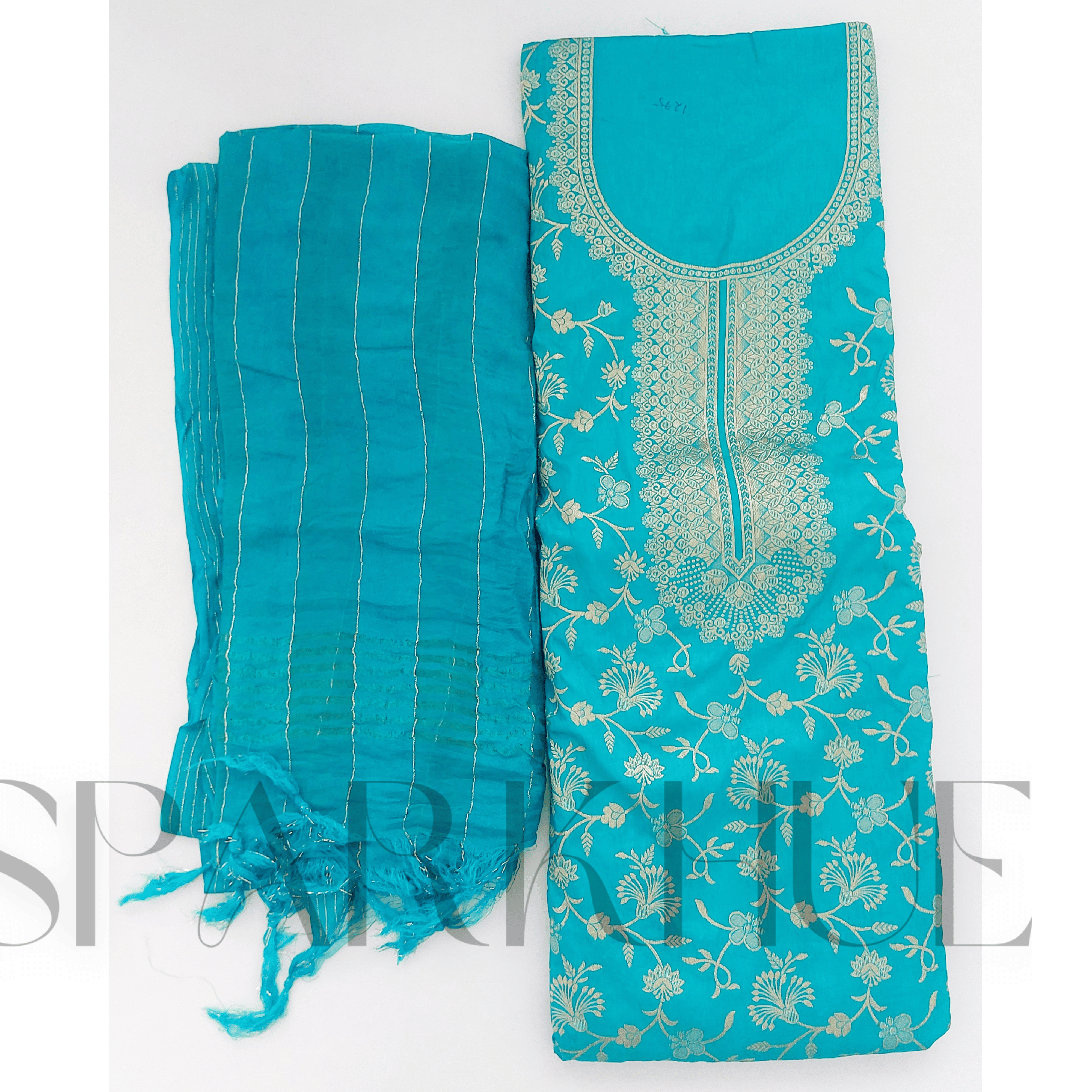   Unstitched embroidered women fashion  blue kurta Set 