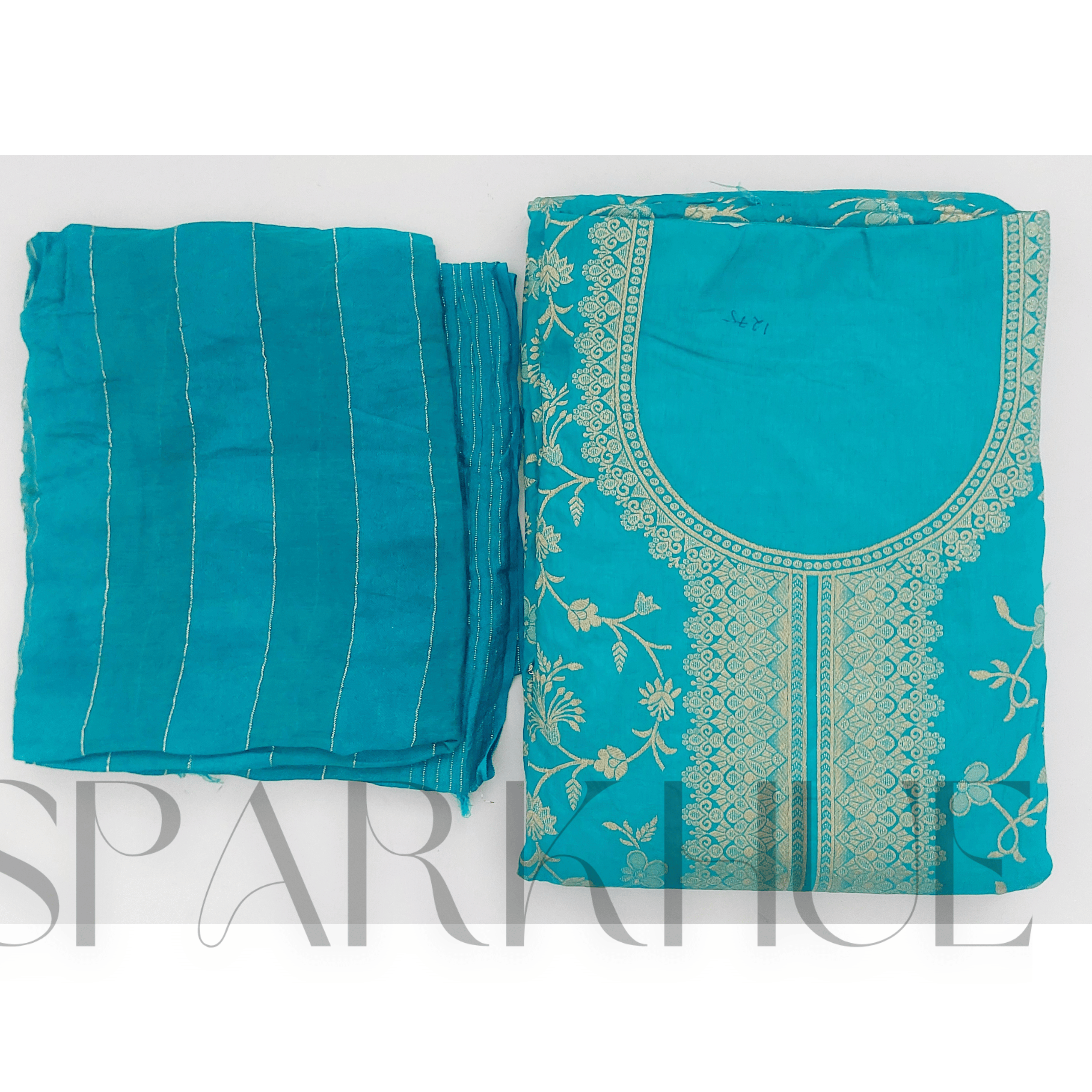   Unstitched embroidered women fashion  blue kurta Set 