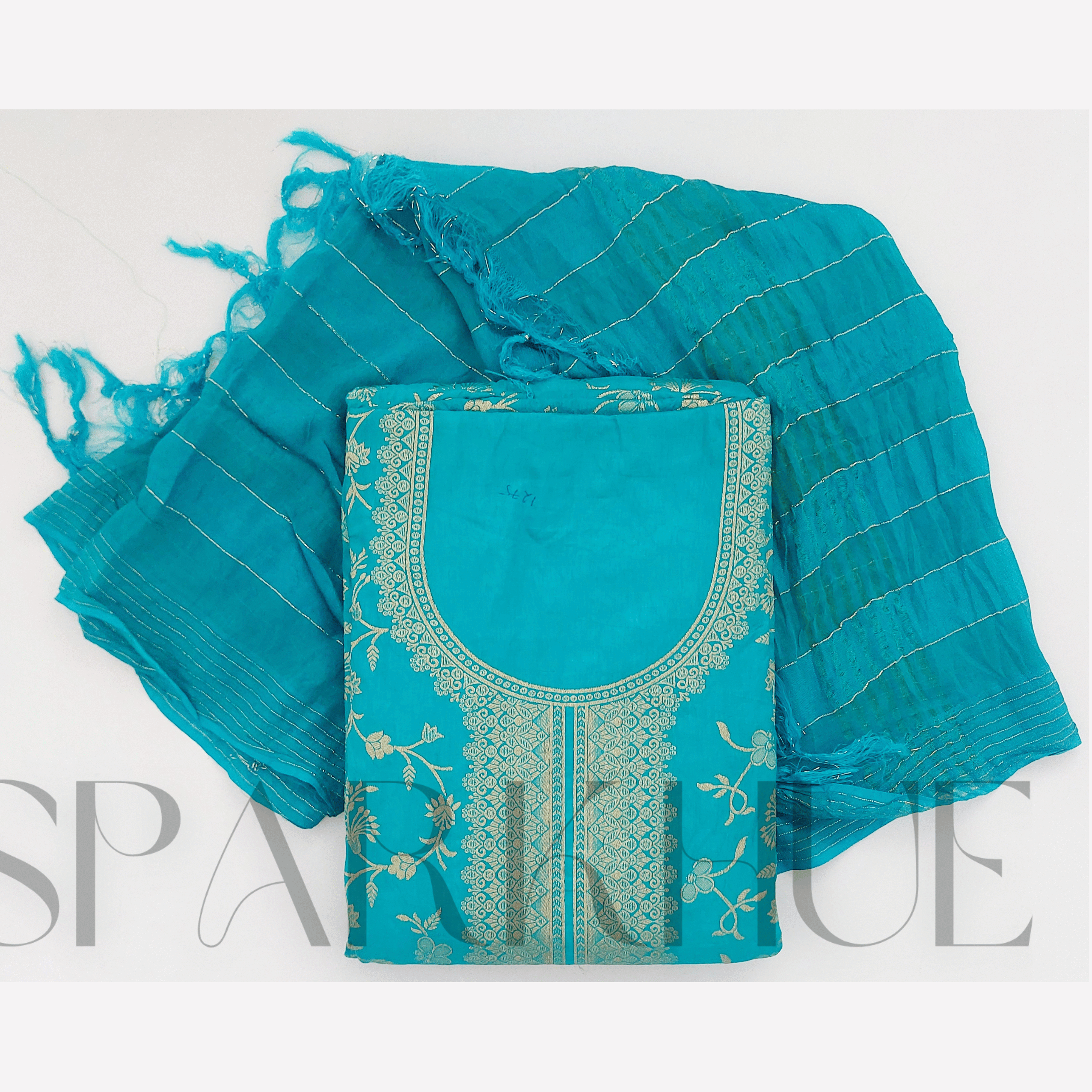   Unstitched embroidered women fashion  blue kurta Set 