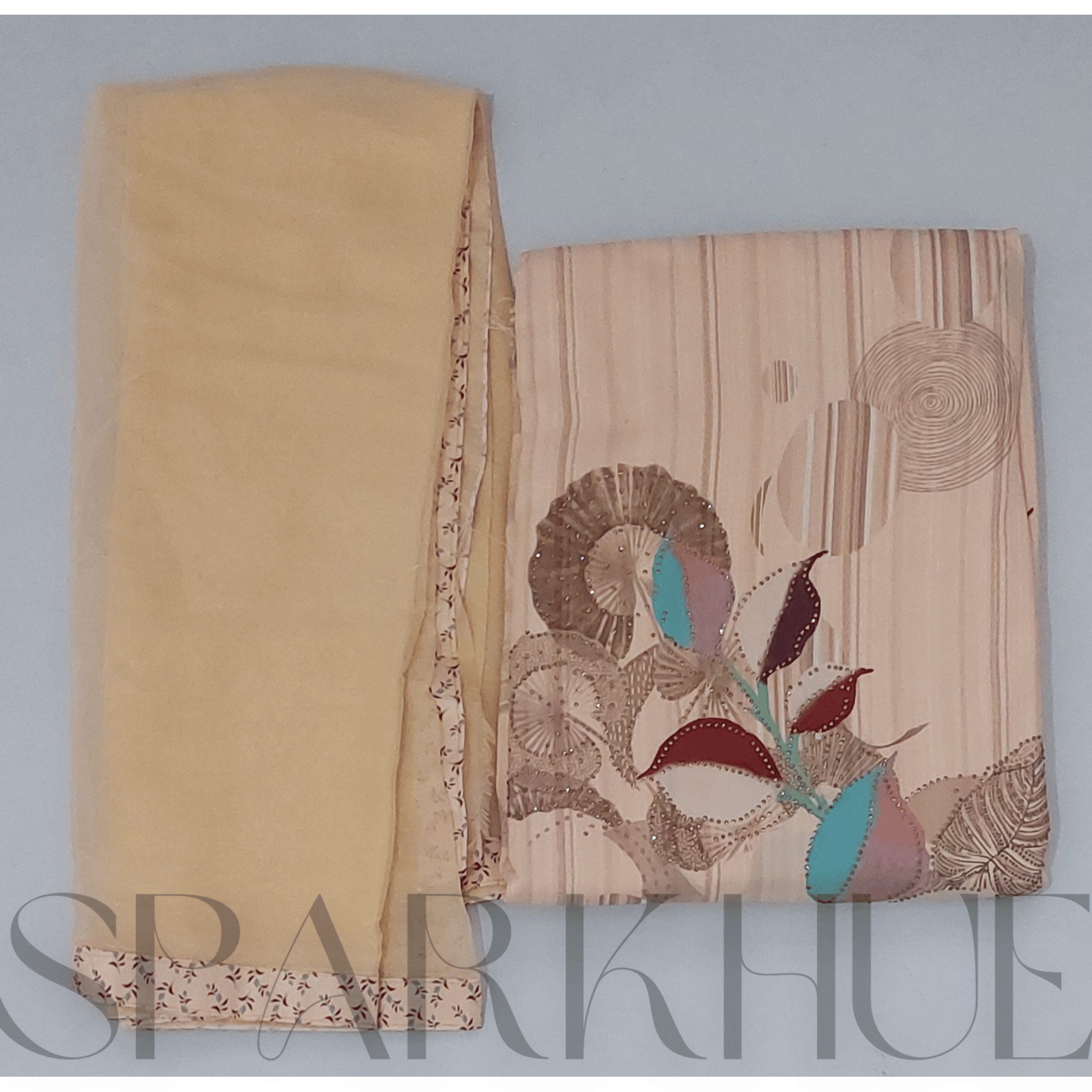  Unstitched embroidered hand crafted dress fabric with scarf women fashion 