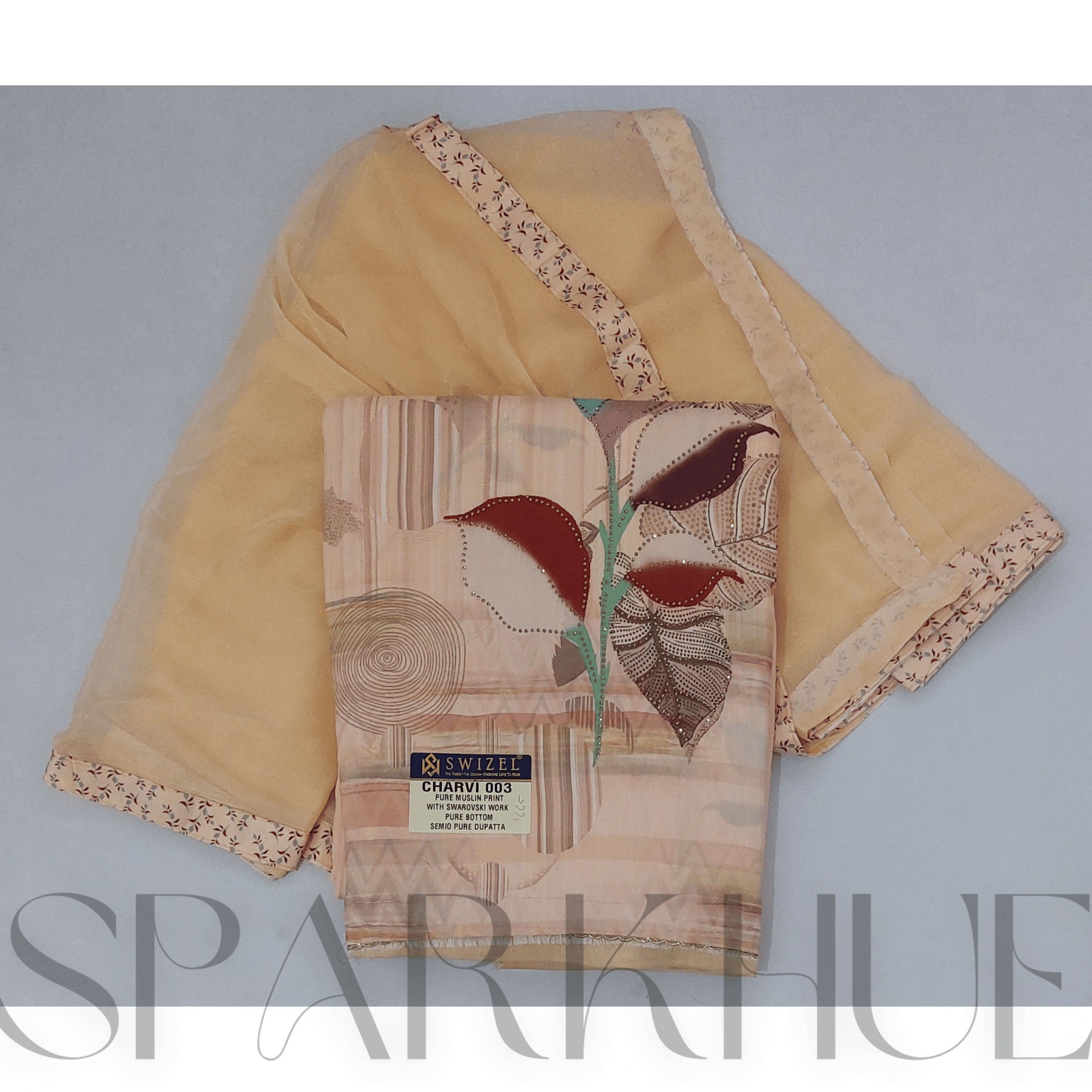  Unstitched embroidered hand crafted dress fabric with scarf women fashion 