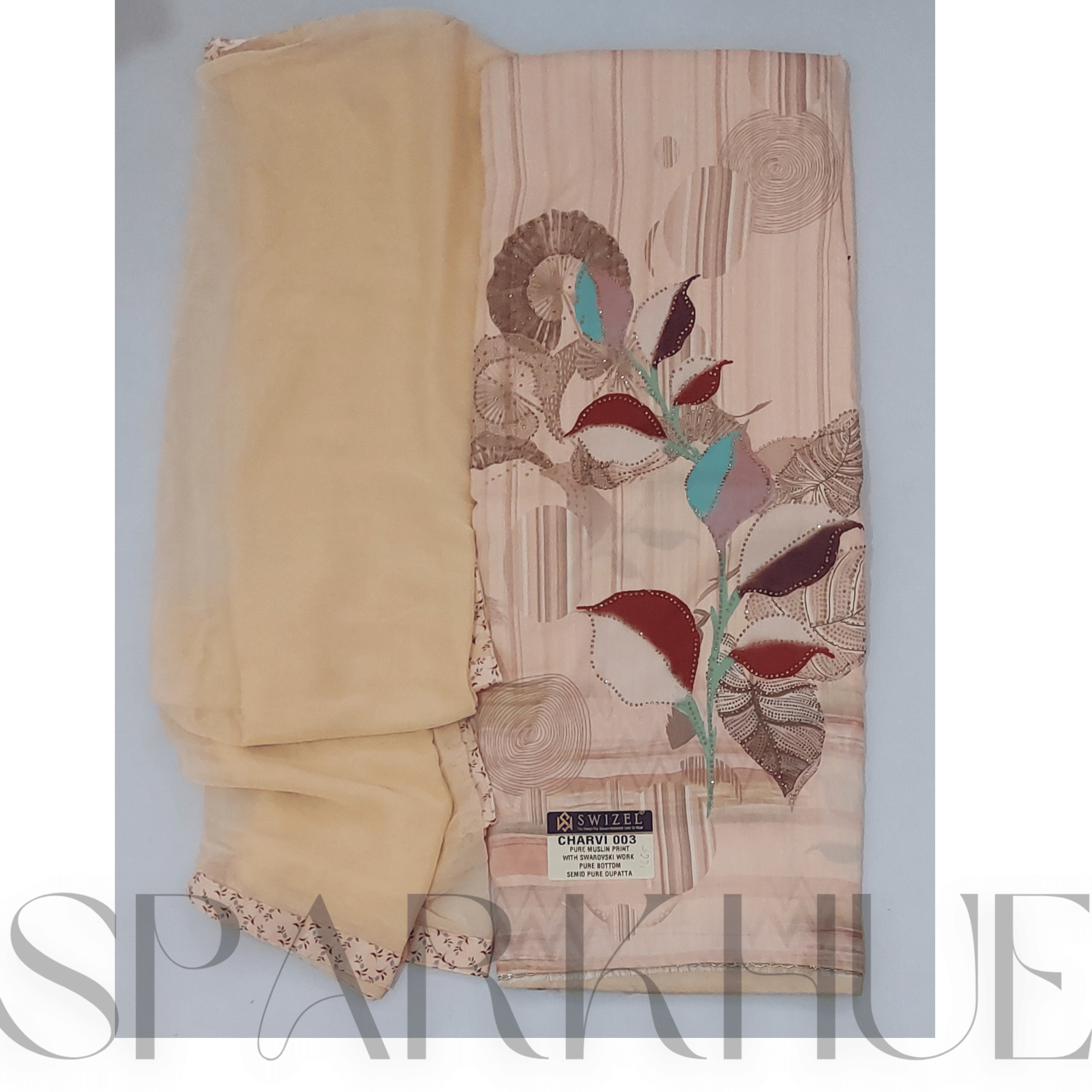  Unstitched embroidered hand crafted dress fabric with scarf women fashion 