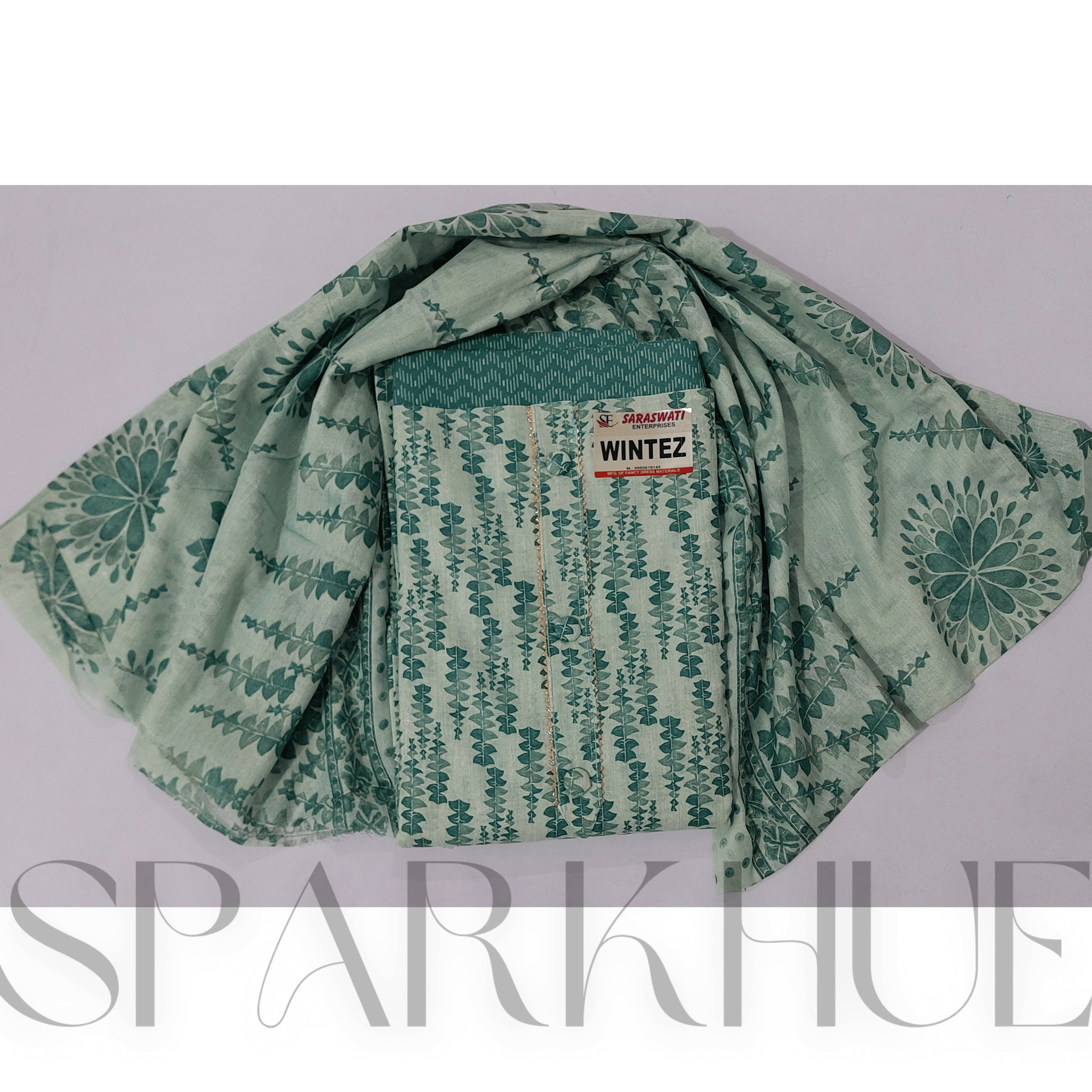 Unstitched floral printed pure cotton kurta set