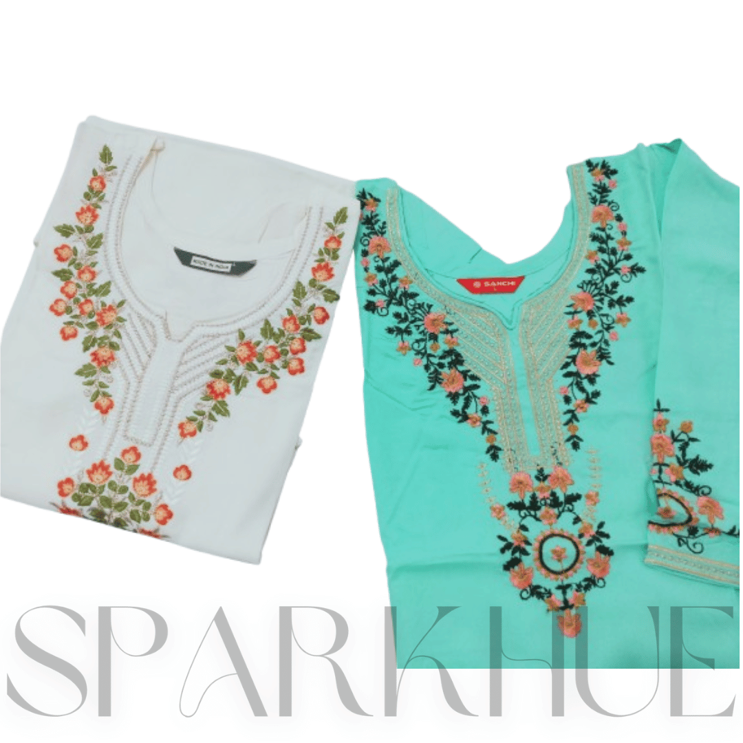 Elegant Traditional Wear, Embroidered Kurtis in Multiple Colour