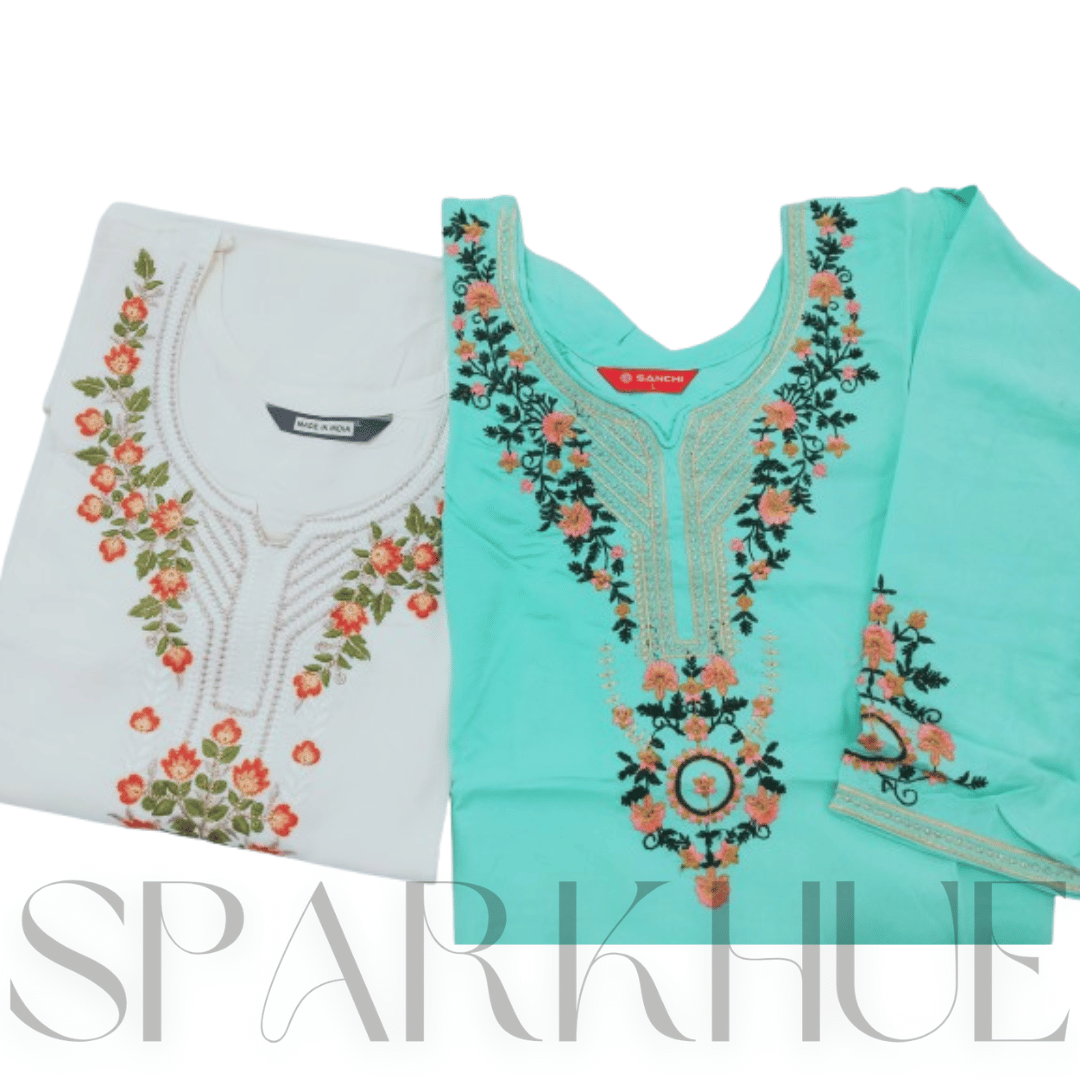 Elegant Traditional Wear, Embroidered Kurtis in Multiple Colour