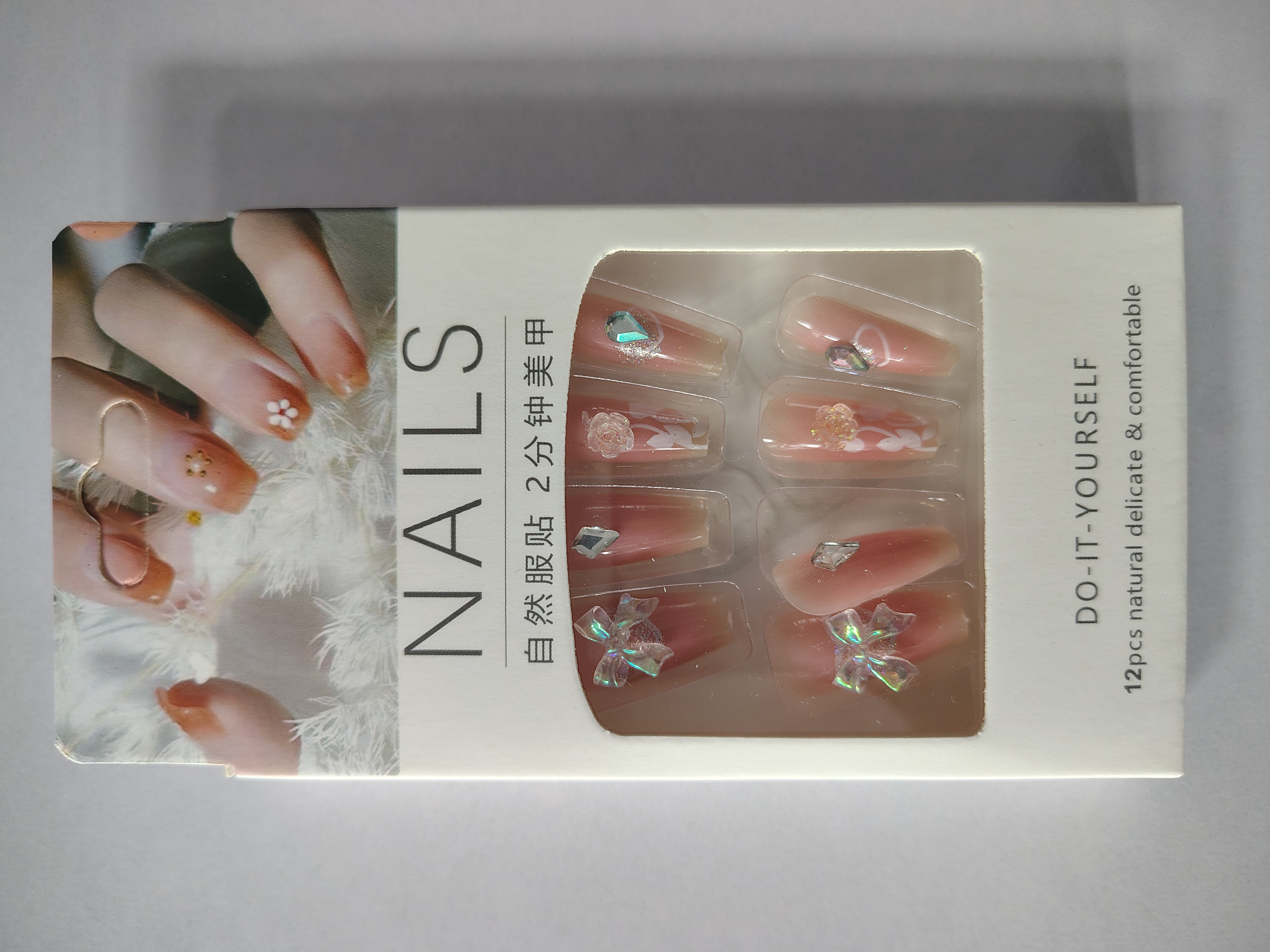  Artificial Reusable colorful Stone Décor Nails Set With Glue Set of 2 Pack