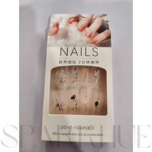  Artificial Reusable  colorful Stone Décor Nails Set With Glue Set of 2 Pack