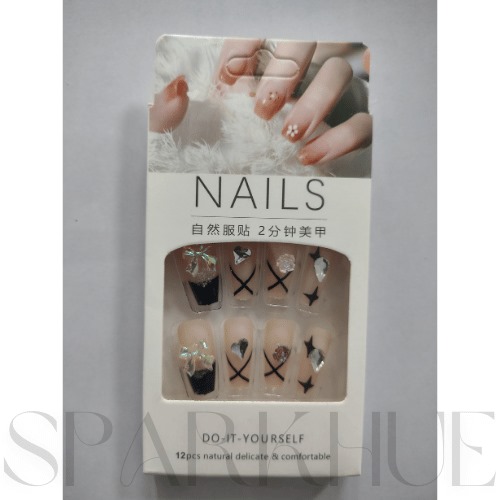  Artificial Reusable colorful Stone Décor Nails Set With Glue Set of 2 Pack