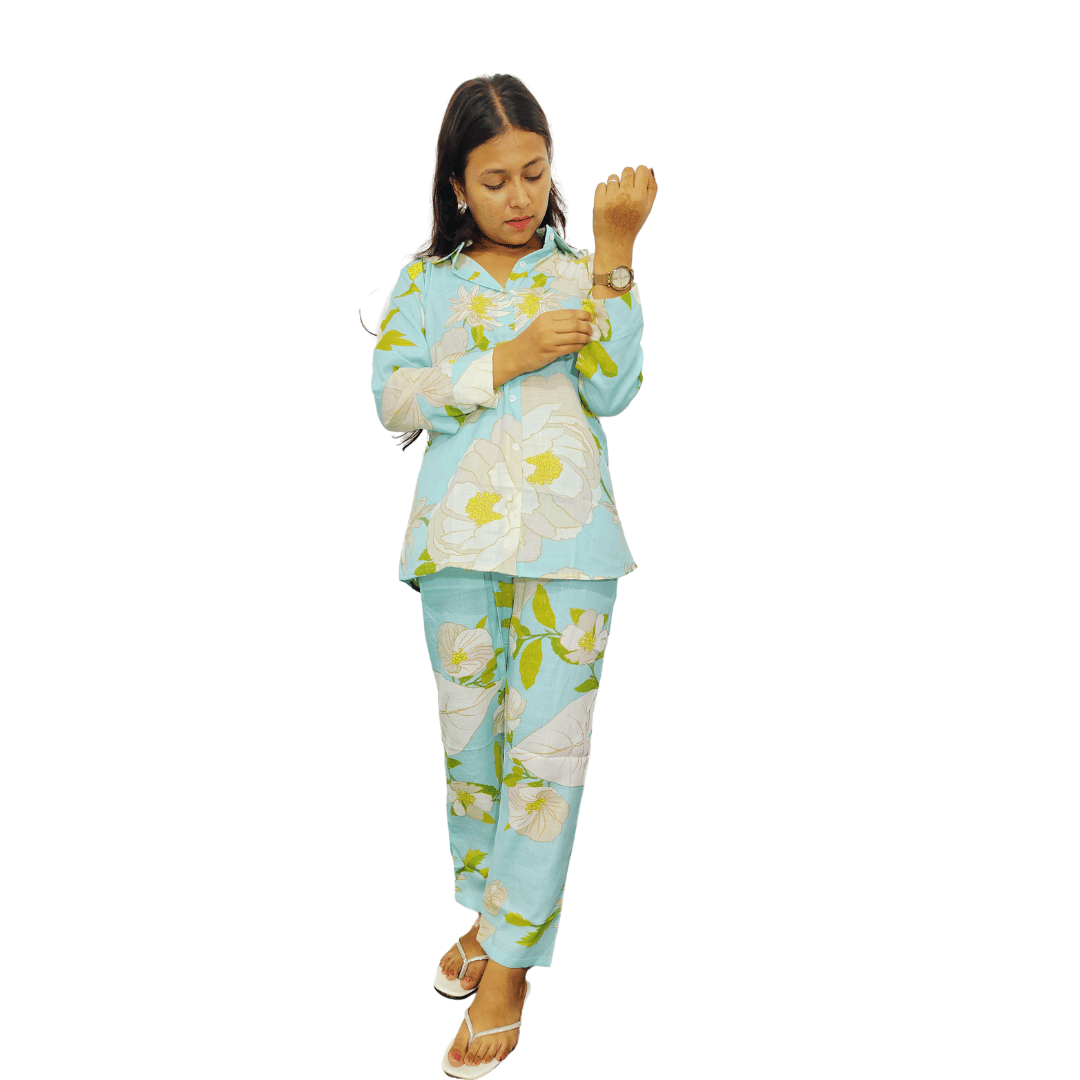Printed Pure Cotton Coat Set for Women