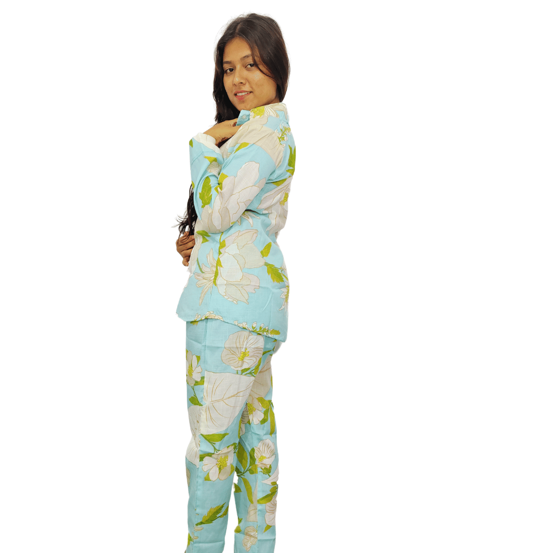 Printed Pure Cotton Coat Set for Women