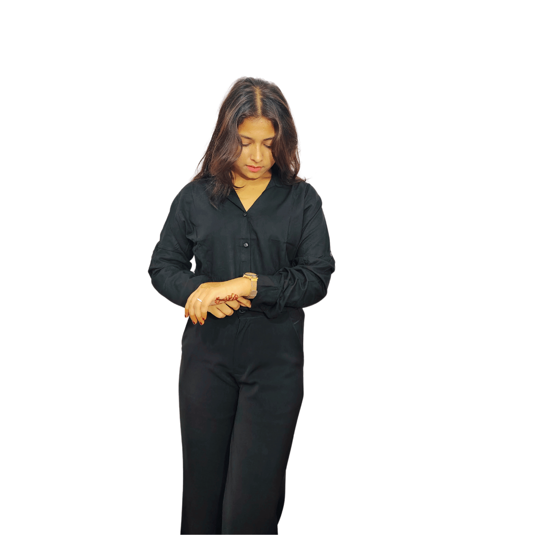 Women Slim Fit Solid Formal Shirt