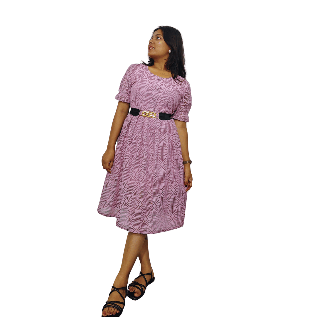 Patterned Knee-Length Dress One Peace