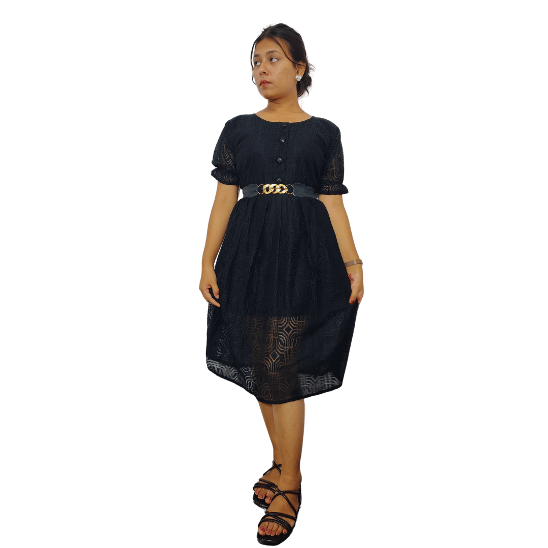 Patterned Knee-Length Dress One Peace