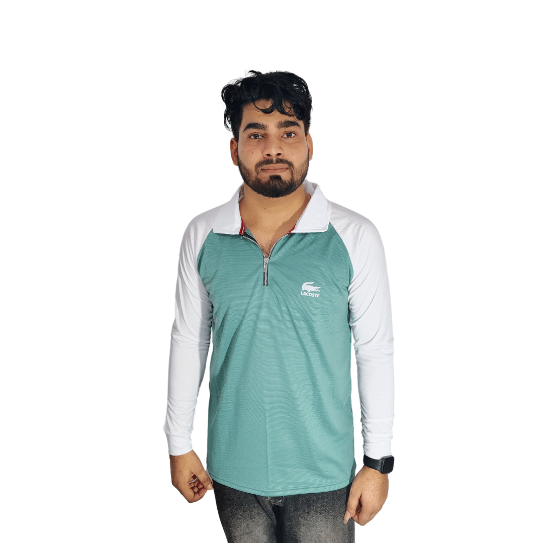 Men Solid Polo Neck Cotton Blend T-Shirt