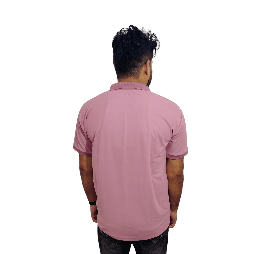 Men Solid Polo Neck Polyester Pink T-Shirt