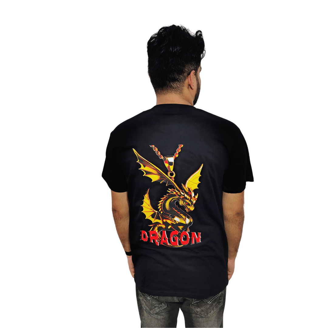 Men Printed Round Neck Pure Cotton Black T-Shirt