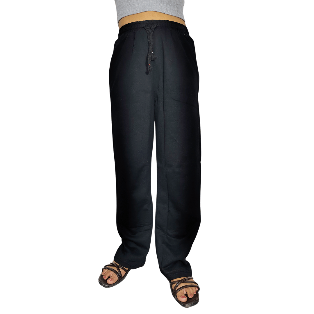 Women Regular Fit Black Cotton Blend Trousers