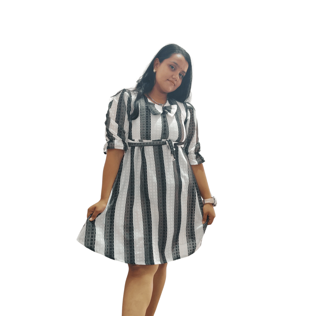 Elegant knee-length dress for women A-line Multicolor Dress