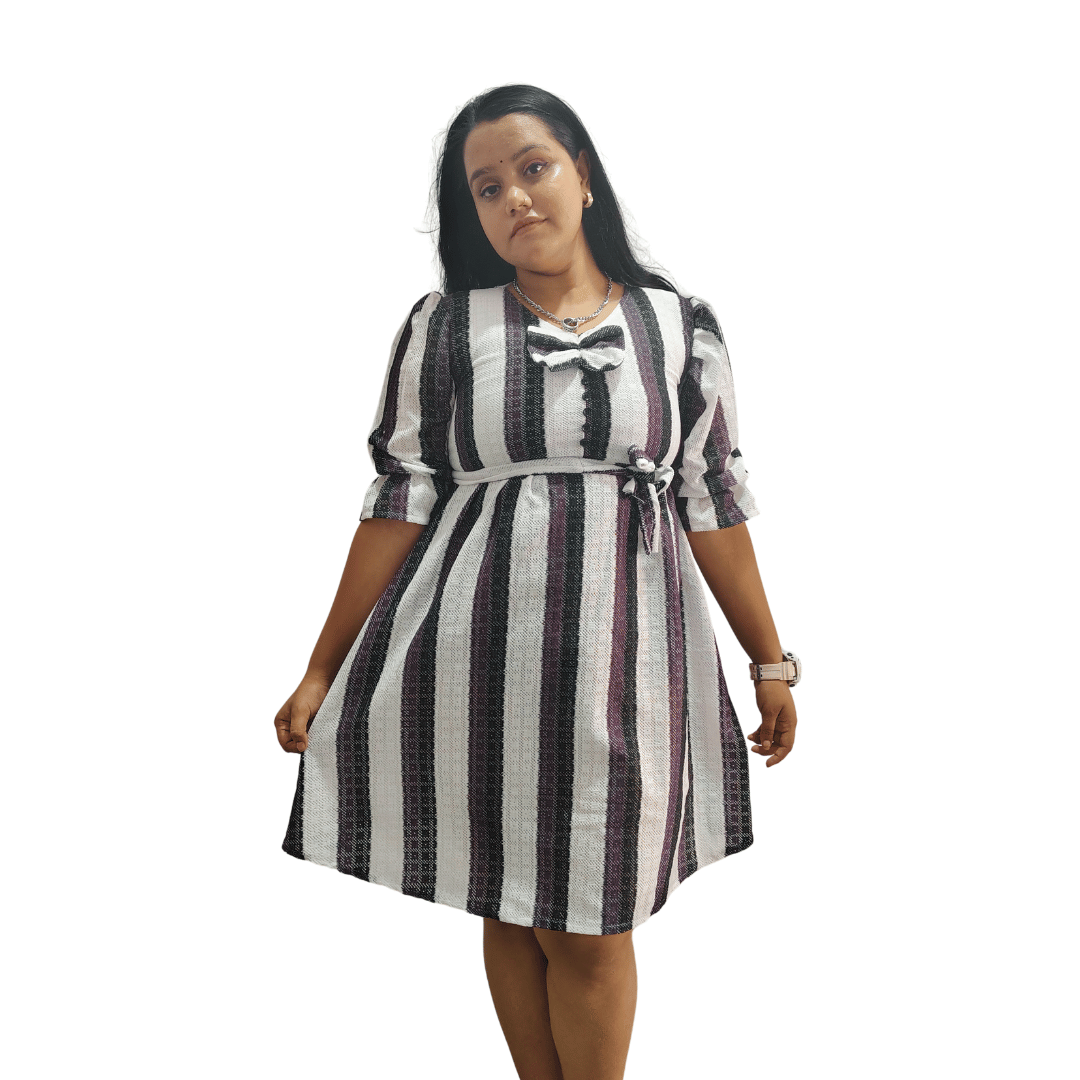 Elegant knee-length dress for women A-line Multicolor Dress