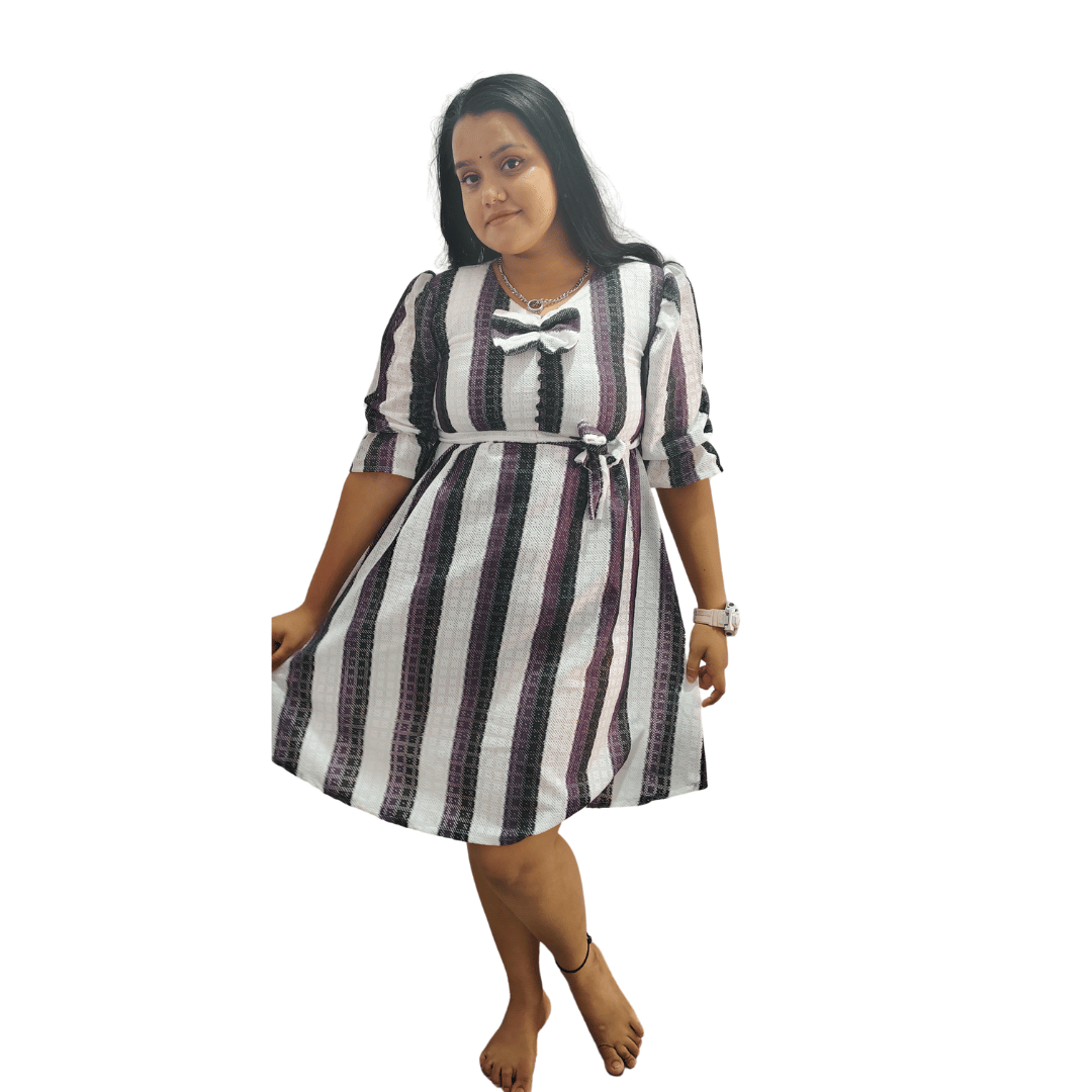 Elegant knee-length dress for women A-line Multicolor Dress