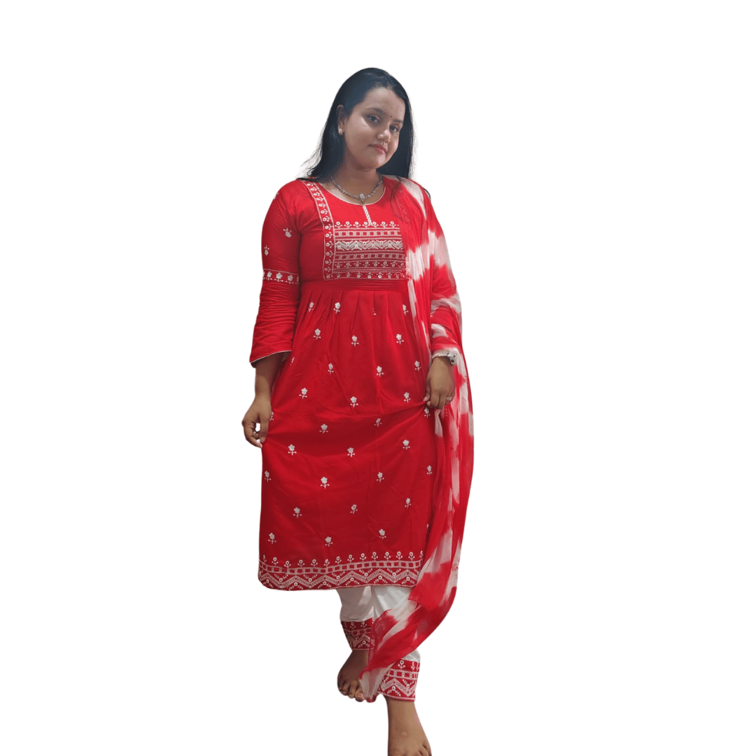 Printed Anarkali Kurta, Bottom & Dupatta Set