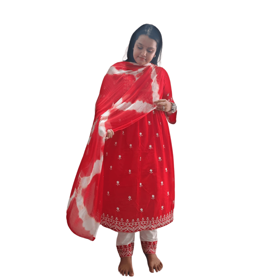 Printed Anarkali Kurta, Bottom & Dupatta Set
