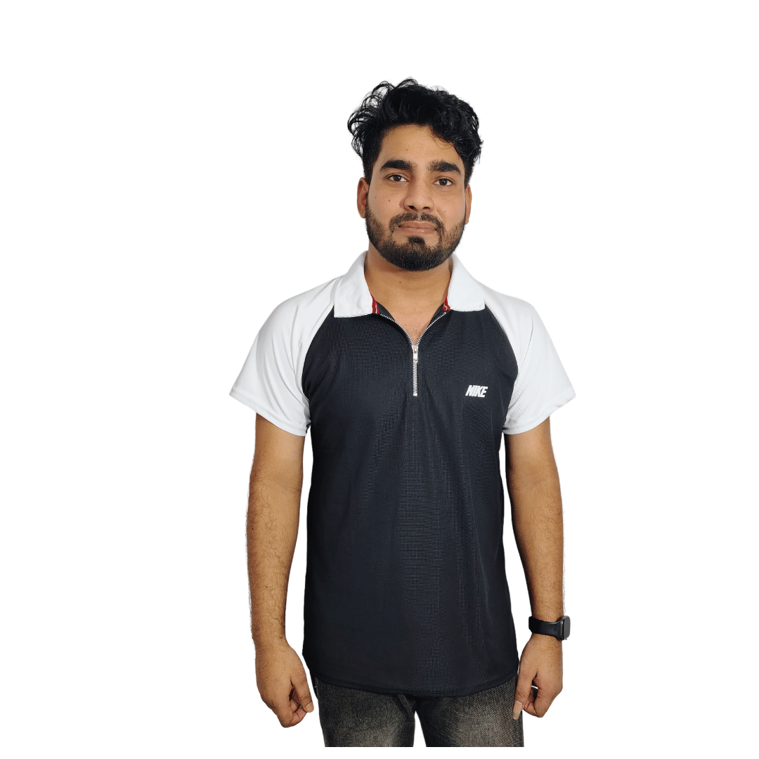 Men Solid Polo Neck Cotton Blend Grey T-Shirt