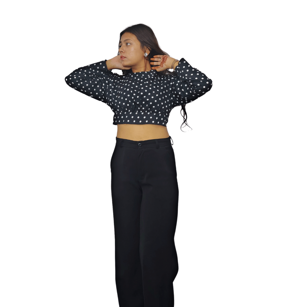 Women's Polka Dot, Crop Top, Solid Color Available in White and Black