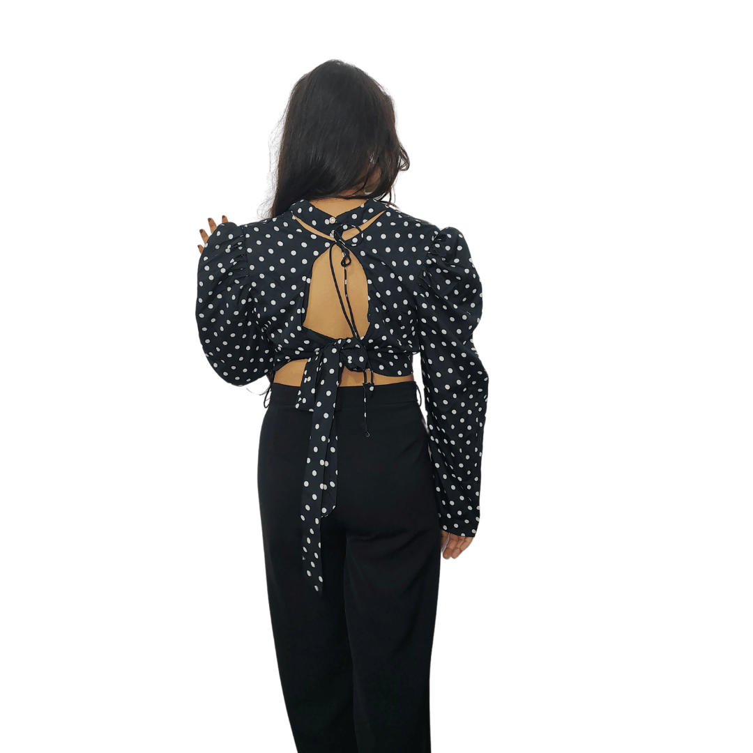 Women's Polka Dot, Crop Top, Solid Color Available in White and Black