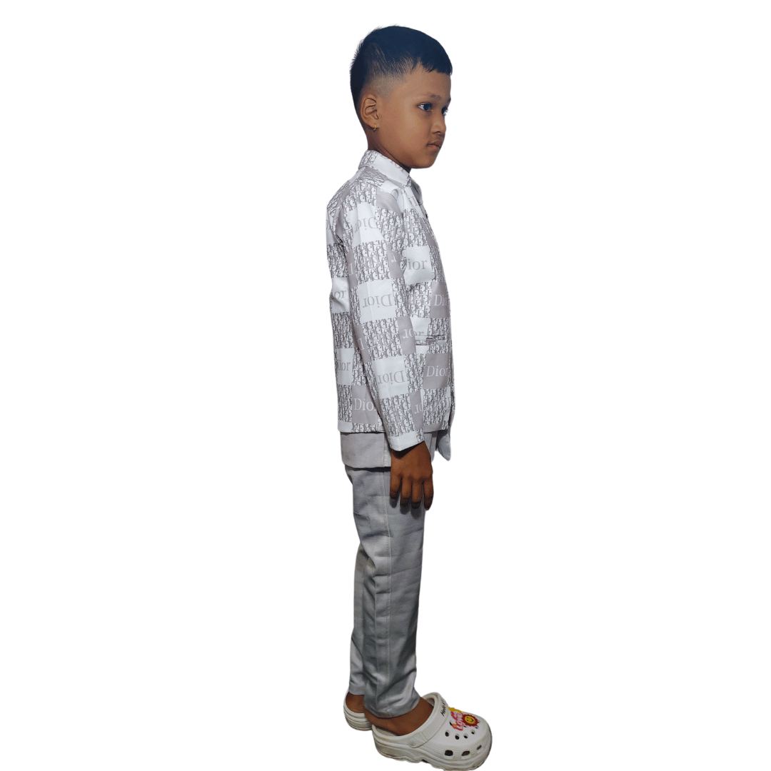 Boys Festive & Party, Wedding Sherwani and Churidar Set  (Grey Pack of 1)