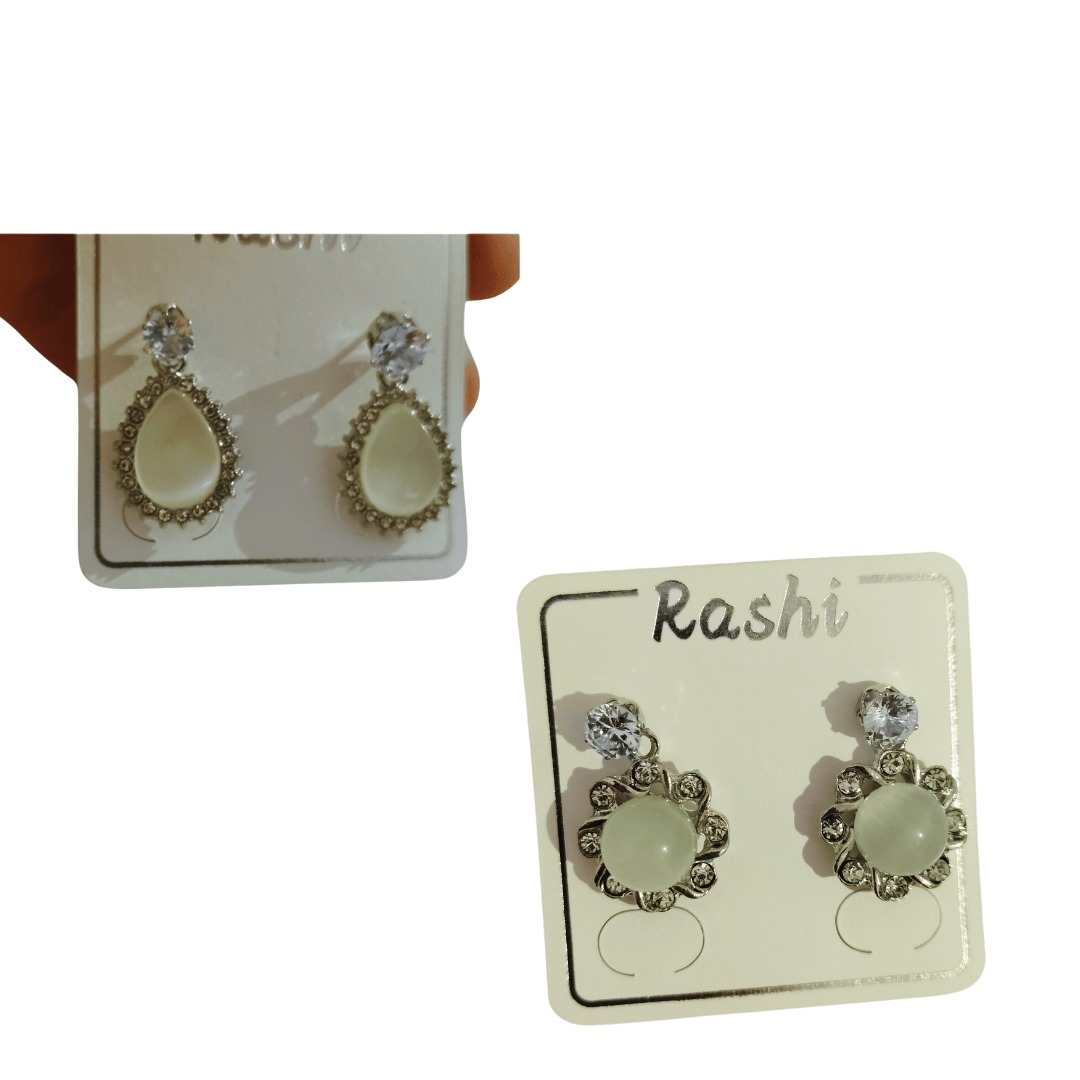 Handmade Emerald Moonstone Dangle Earrings Indian Sterling Silver 