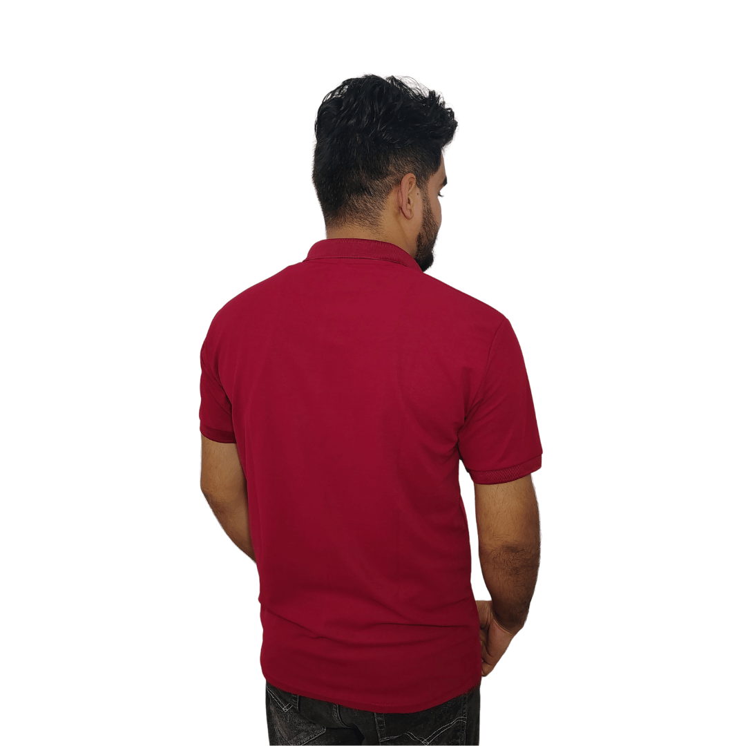 Solid Polo Neck Cotton Blend Red Comfortable Stylish Men's T-Shirt