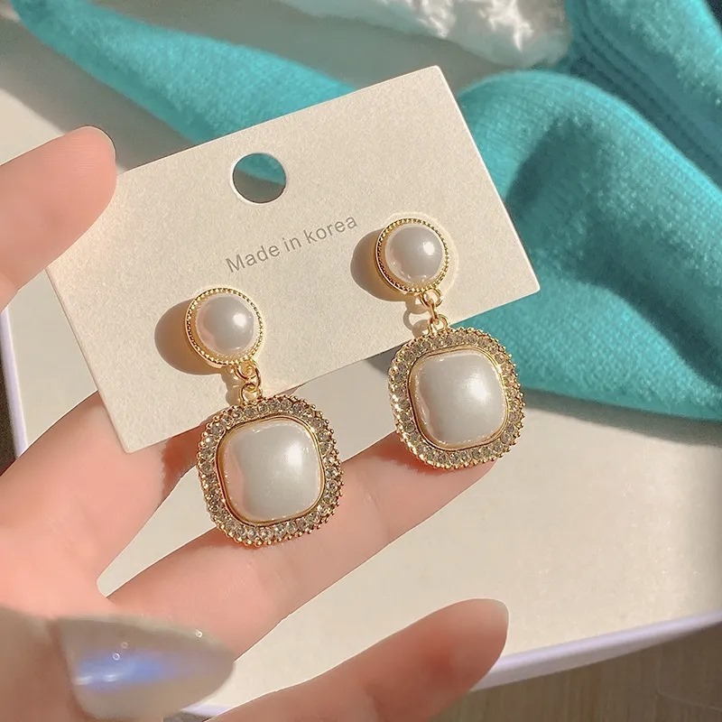 Gold Plated Amazing Korean Square Drop Earrings