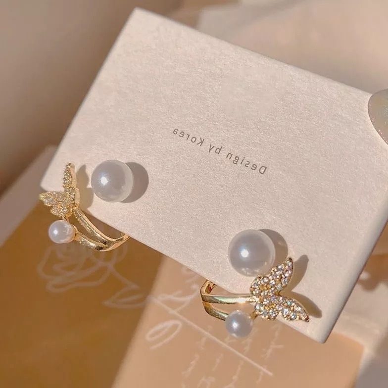 Cute Butterfly Korean Earrings Silver Needle Korean Stud Earring Ear Cuff Studs For Woman & Girls