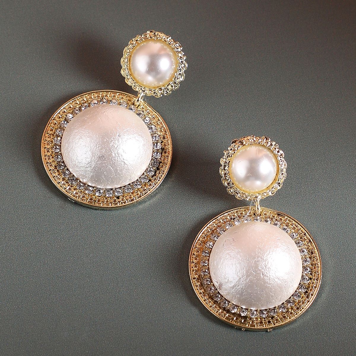 Arzonai Elegant Geometric Pearls Stud Earrings for Women Girls