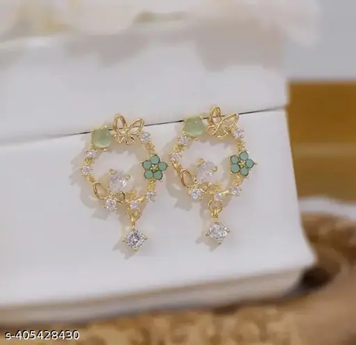 Floral Jhumka Stud Earing Earrings For Women Girls Korean Earring Fashion Earring Light Weight