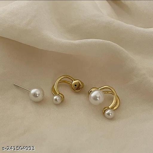 Women ear cuff earrings fashion pearl gold plated studs earring.combo set
