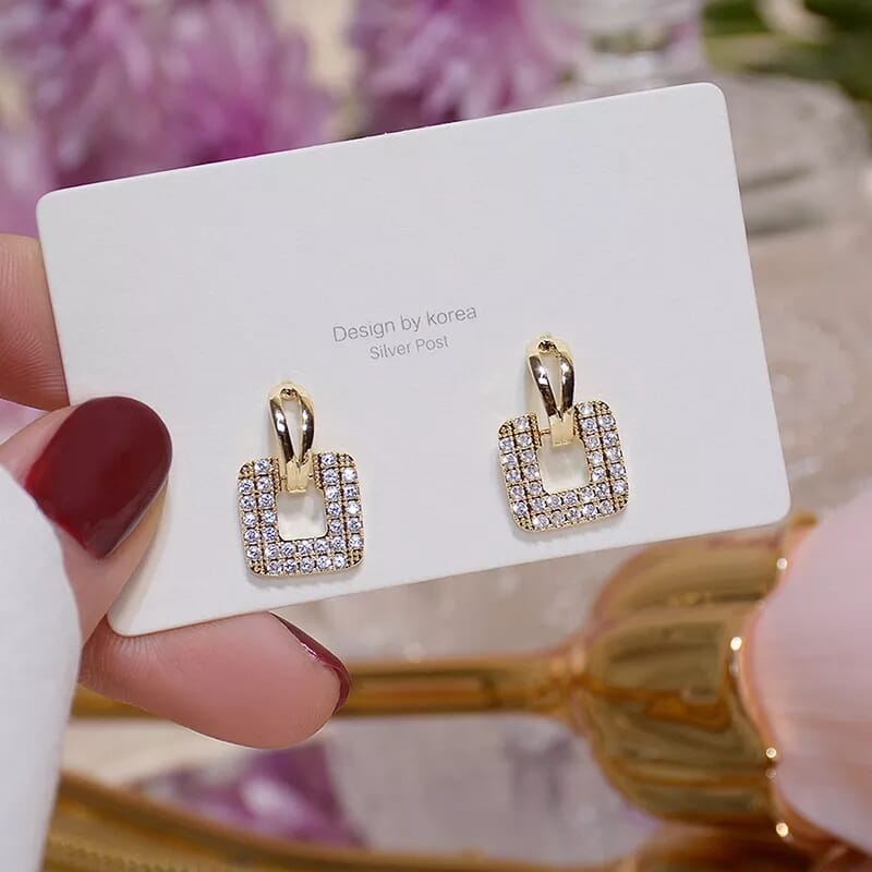 Stylish Square Design Full Diamond Hunter Earring For Women