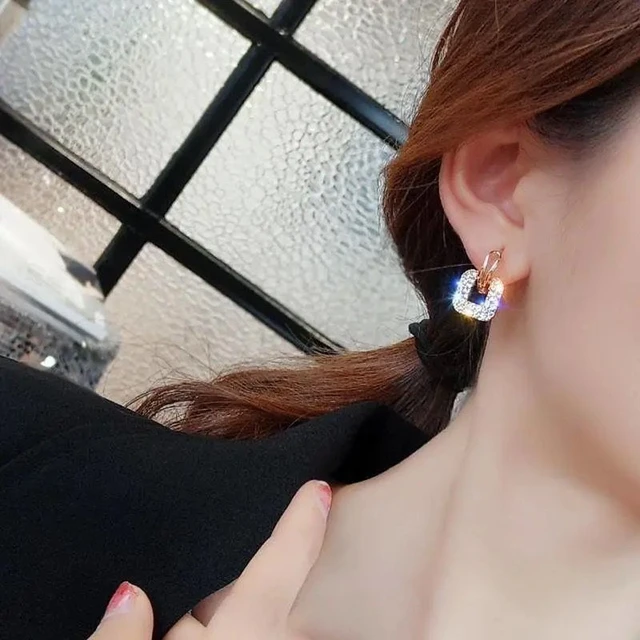 Stylish Square Design Full Diamond Hunter Earring For Women