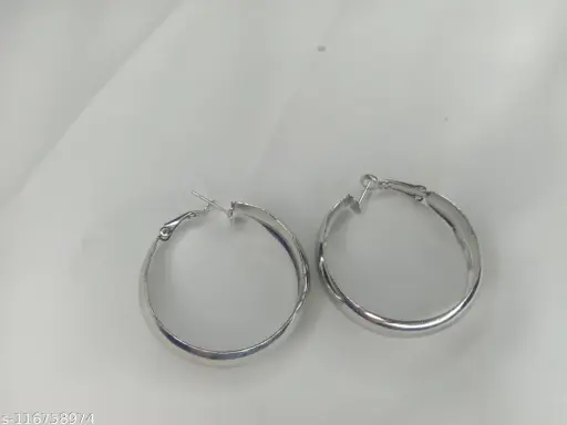 Silver thick hoop earrings