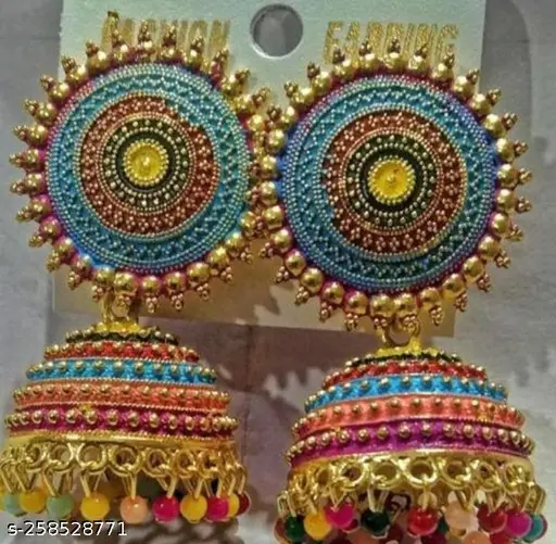 Brass Traditional Pearl Hangings Jhumki Earrings for Women - Multicolor